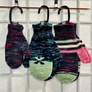 Magic Loop mittens knit in Hand Maiden Eden yarn