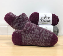 Load image into Gallery viewer, A sample of Fuzzy Foot Socks in a marled colour combo.