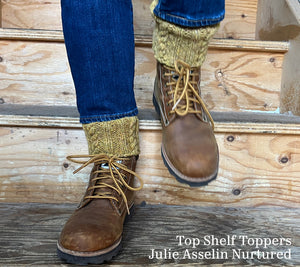 Our Top Shelf (Boot) Toppers, knit up in Julie Asselin Nurtured. Warm, cozy, natural.