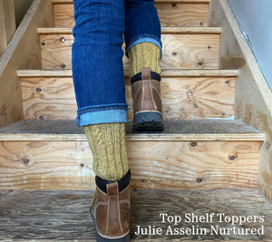 Our Top Shelf (Boot) Toppers, knit up in Julie Asselin Nurtured. Warm, cozy, natural.