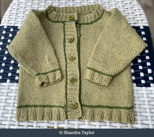 Baby sweater knit by Shandra Taylor